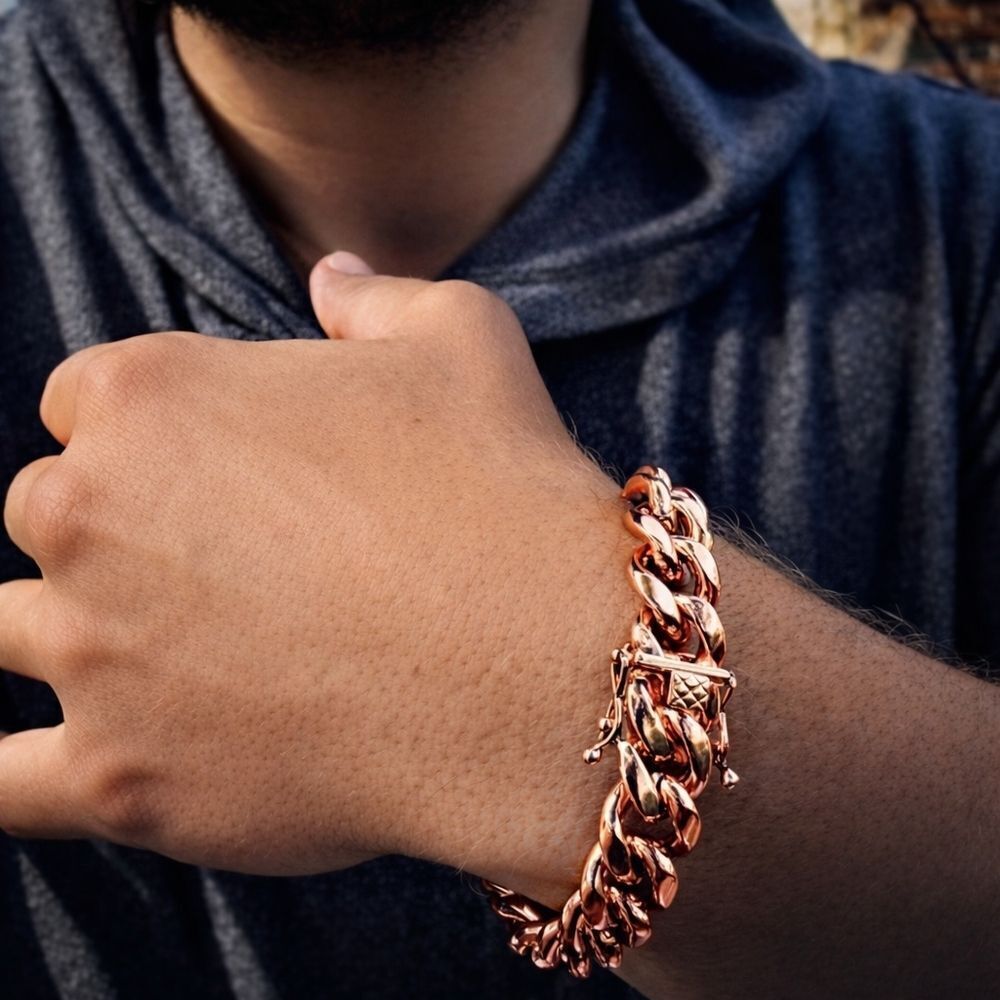 Rose Gold 12mm Thick Cuban Bracelet